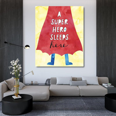 Trinx McCully, Jennifer Gallery Wrapped Canvas Art Titled: Super Hero Sleeps Here
