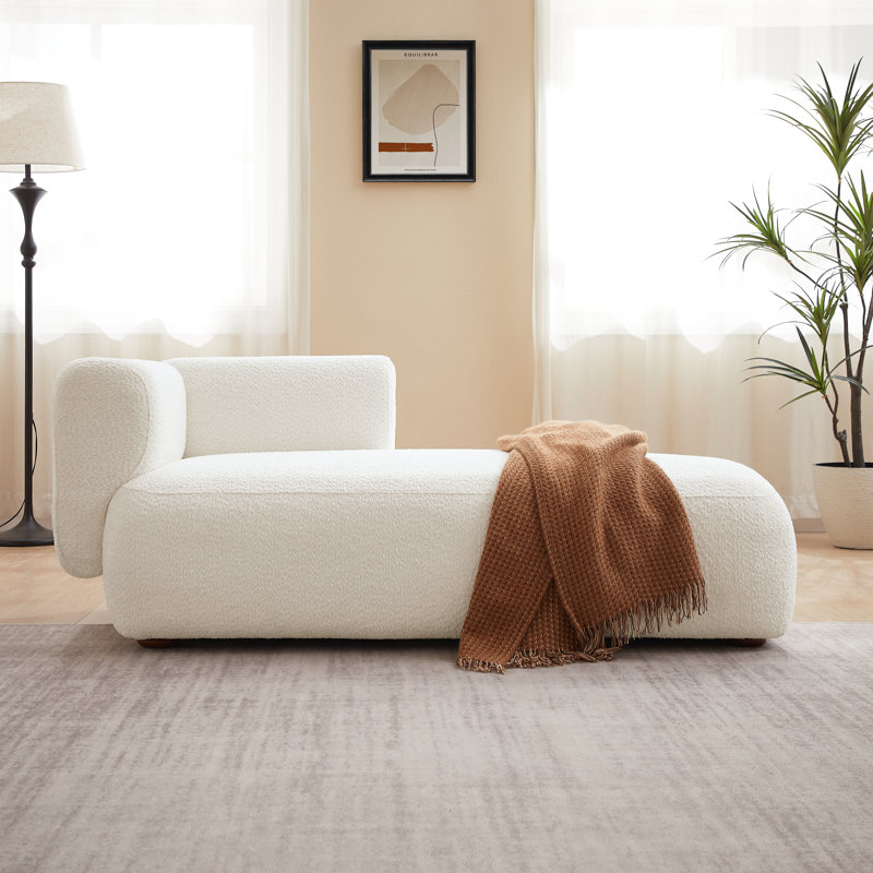 Chaise longue rembourrée Christinia, Blanc, Orienté à droite