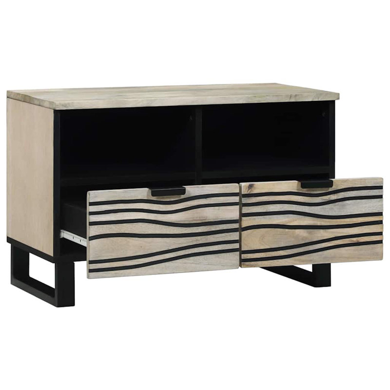 TV Cabinet With Drawer 70 X 33 X 46 Cm Solid Mango Wood, Gray