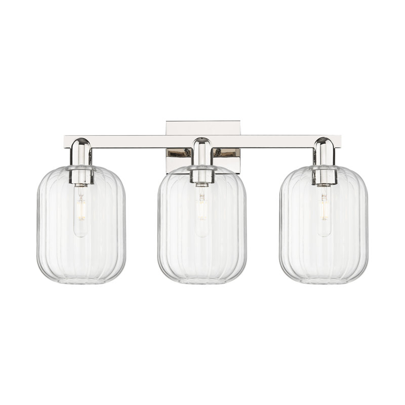 Eldon - 4 Light 36" Jar Shade Bath Vanity Light, Clair, Chrome poli, Trois lumières