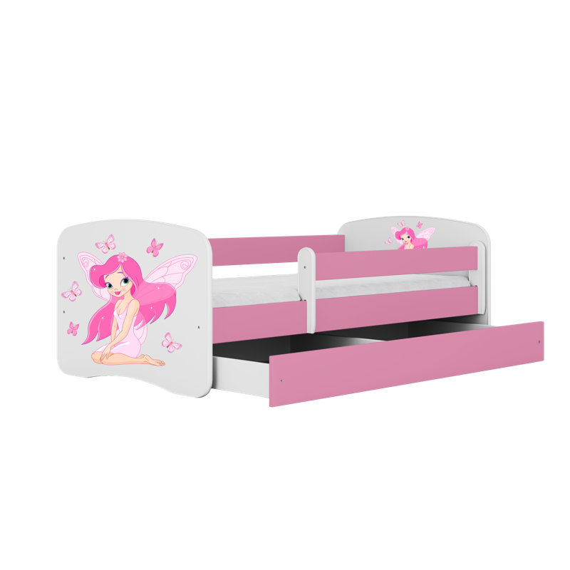 Cicero Drawer Convertible Bed and Mattress, Pink/White, Toddler (70 x 140 cm)