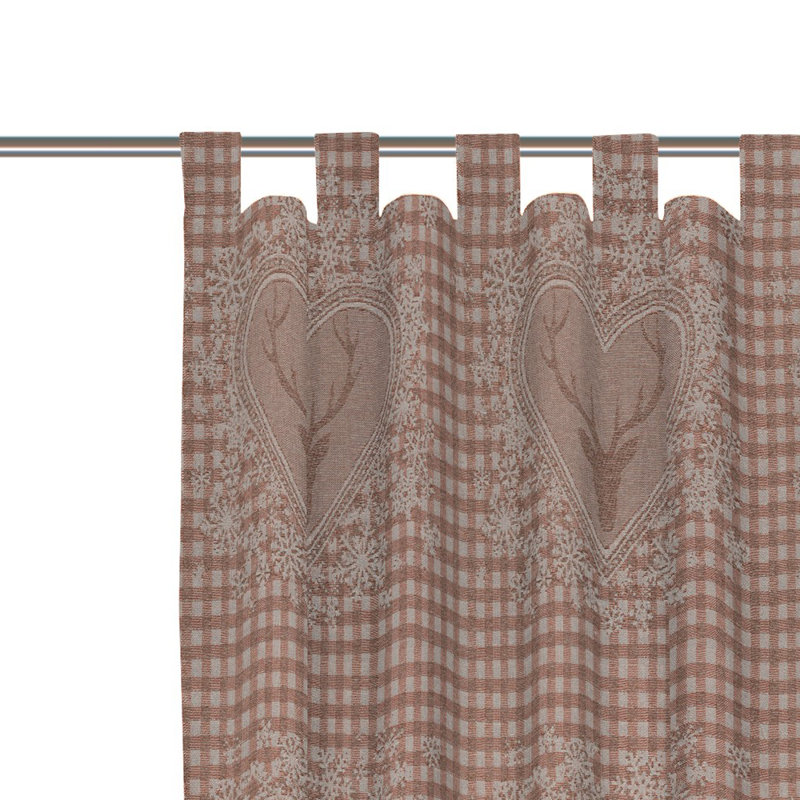 Devos Room Tab Top Curtain Single Panel, Opaque, Brown/Grey, 132cm Width x 175cm Drop