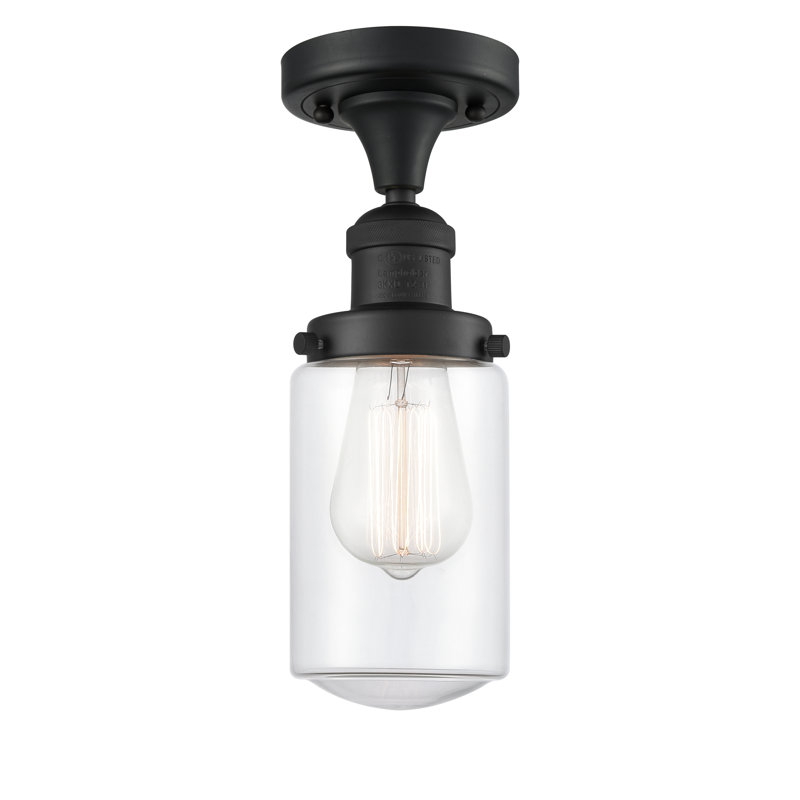 Plafonnier semi-encastré 4,5 po Saroyan, Ampoule non incluse, Transparent, Noir mat