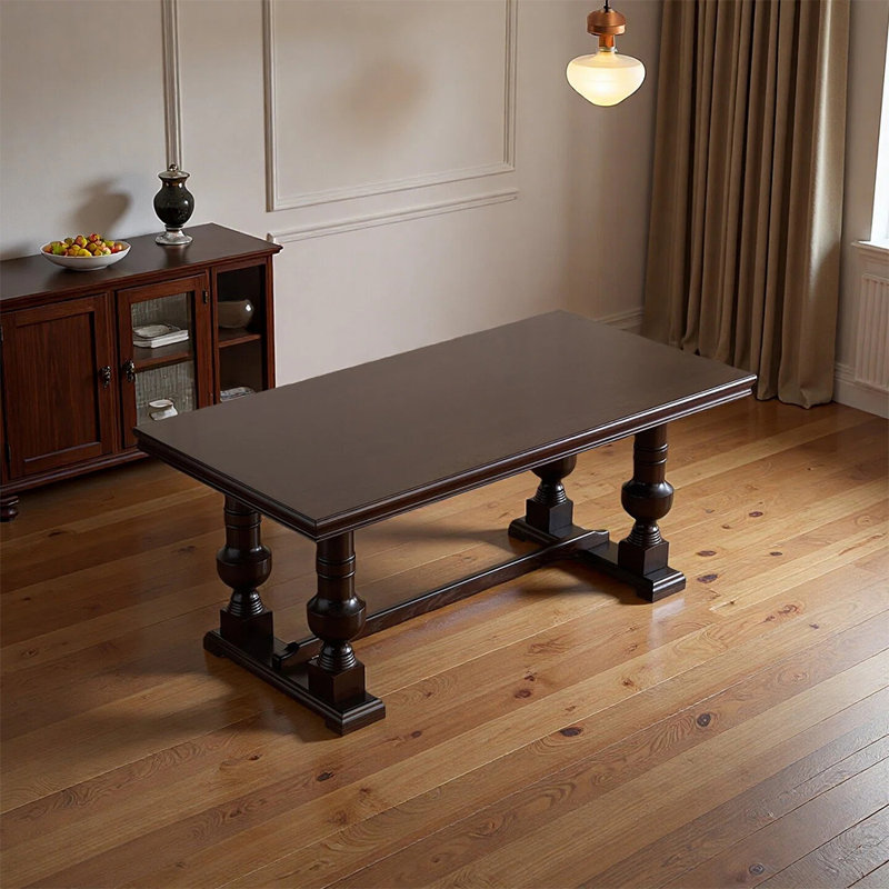 Table de salle à manger rétro et élégante en bois massif, 30.7"H x 70.86"L x 35.43"W
