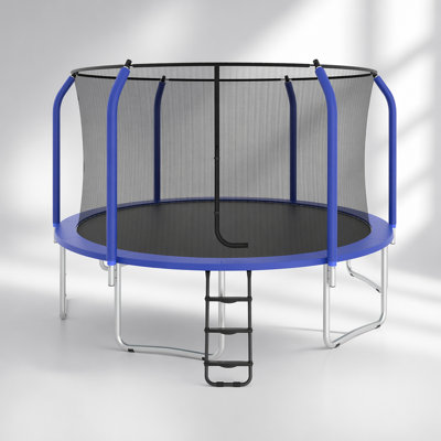 Trampoline 13 pi avec filet de sécurité intérieur, tubes métalliques thermolaqués et tapis de saut renforcé pour une durabilité et une sécurité accrues