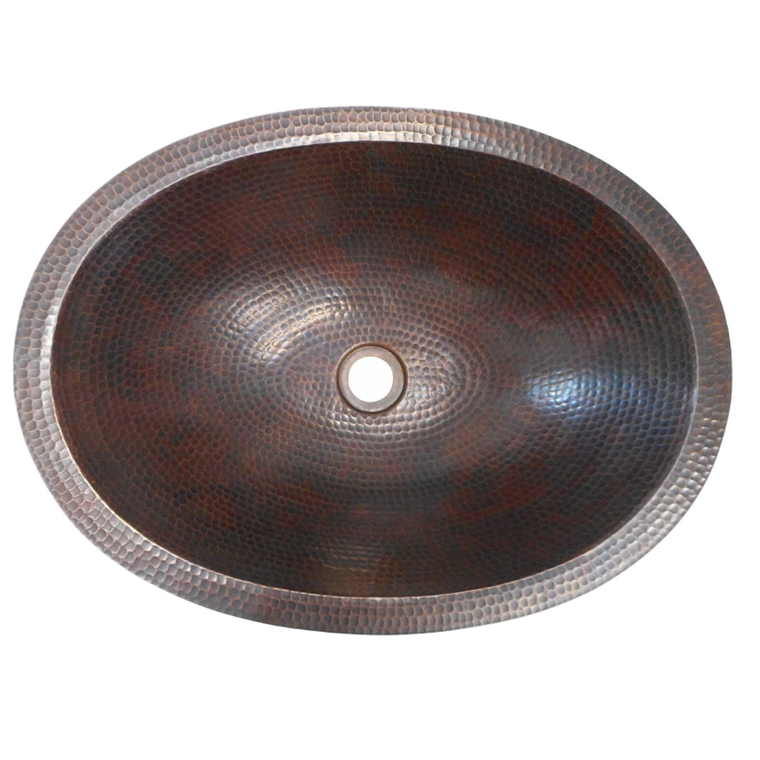 16" Hand Made Oval Copper Dual Mount Bathroom Sink SimplyCopper