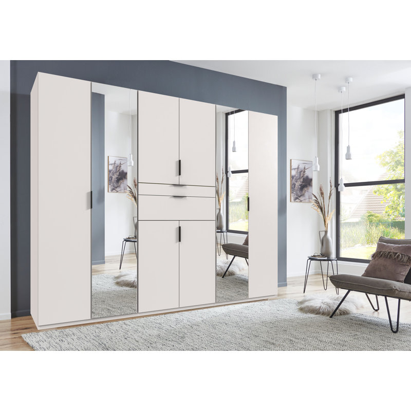 Qusai 8 Door Manufactured Wood Wardrobe, White
