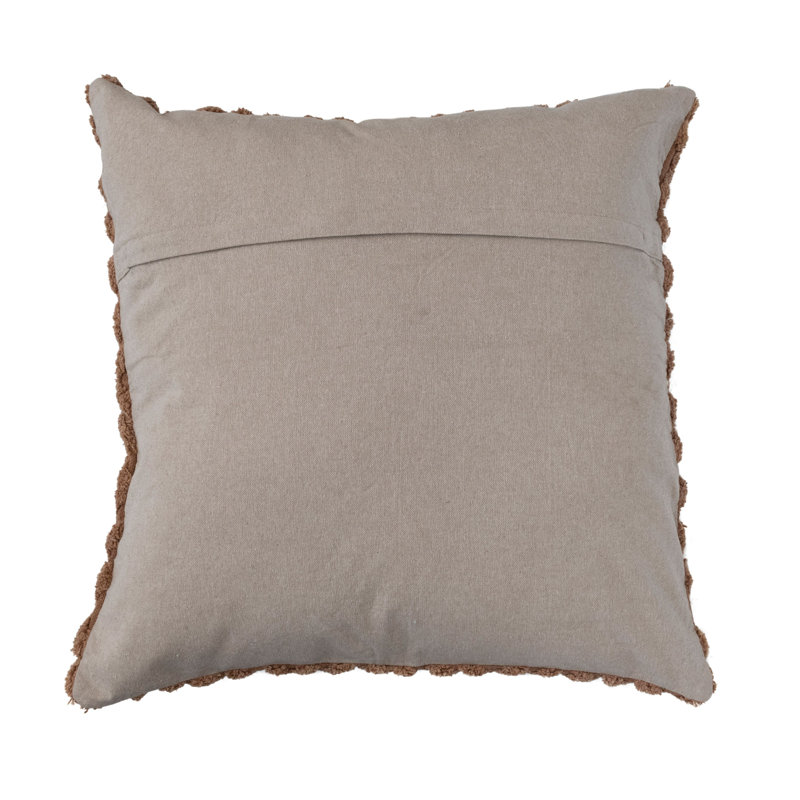Brown Cotton Embroidered Tufted Diamond Throw Pillow, 24"