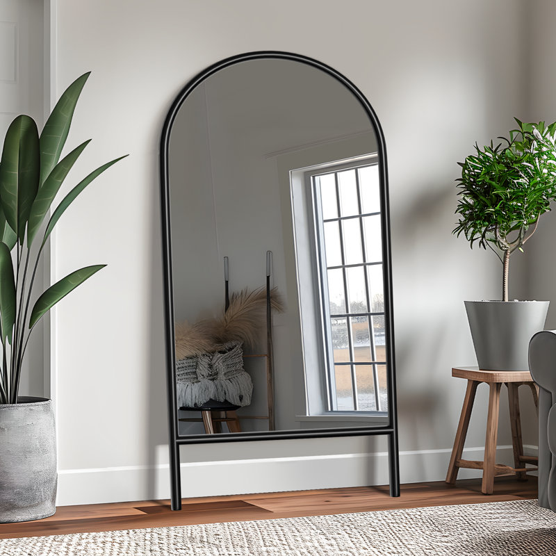 Vasilij Solid Wood Arched Mirror, 71" x 31", Black