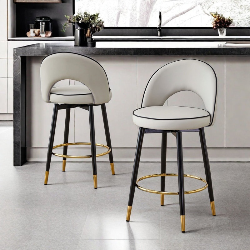 Ensemble de 2 tabourets pivotants Balen, Gris