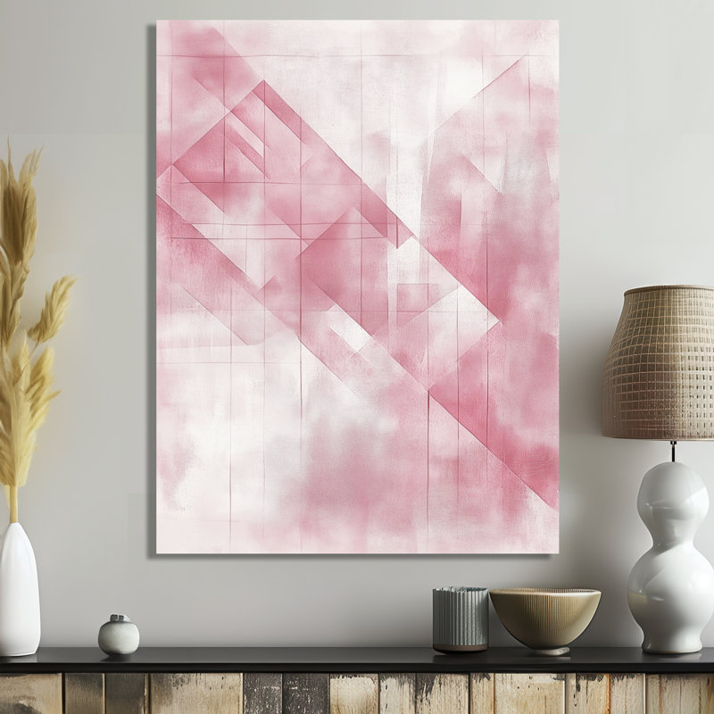 Blush Grid - Abstrait moderne transitionnel, décoration murale moderne en métal, L 30 po x H 40 po