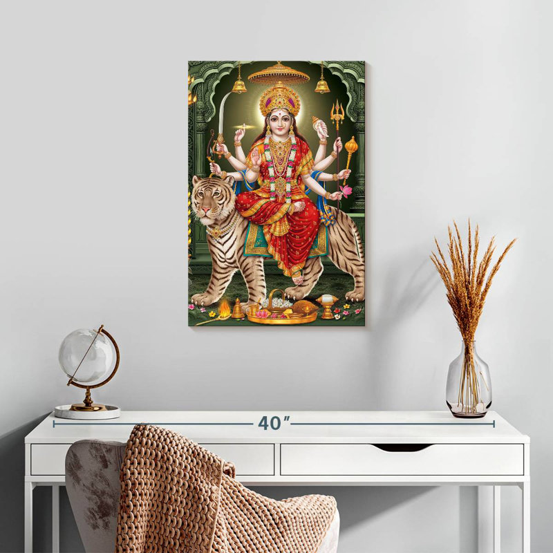 Adella Durga On A Tiger, 24" H x 16" W