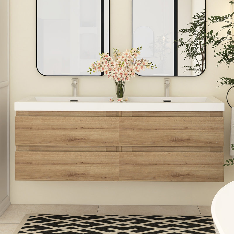 Meuble-lavabo double 59,05 po Quickel, Chêne