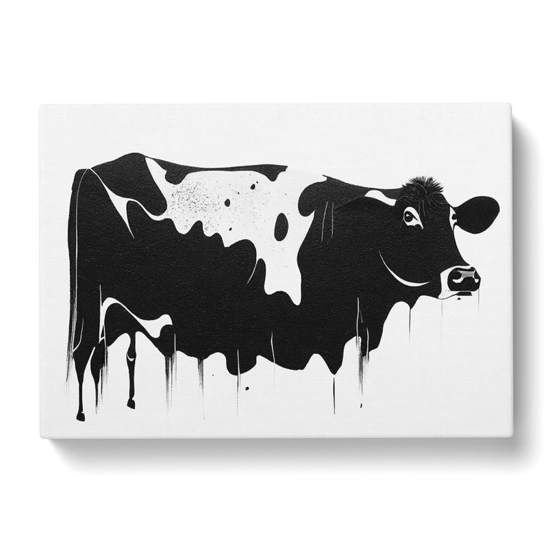 Monochrome Cow Art Vol.3 Abstract - Wrapped Canvas, 50cm H x 76cm W x 3cm D