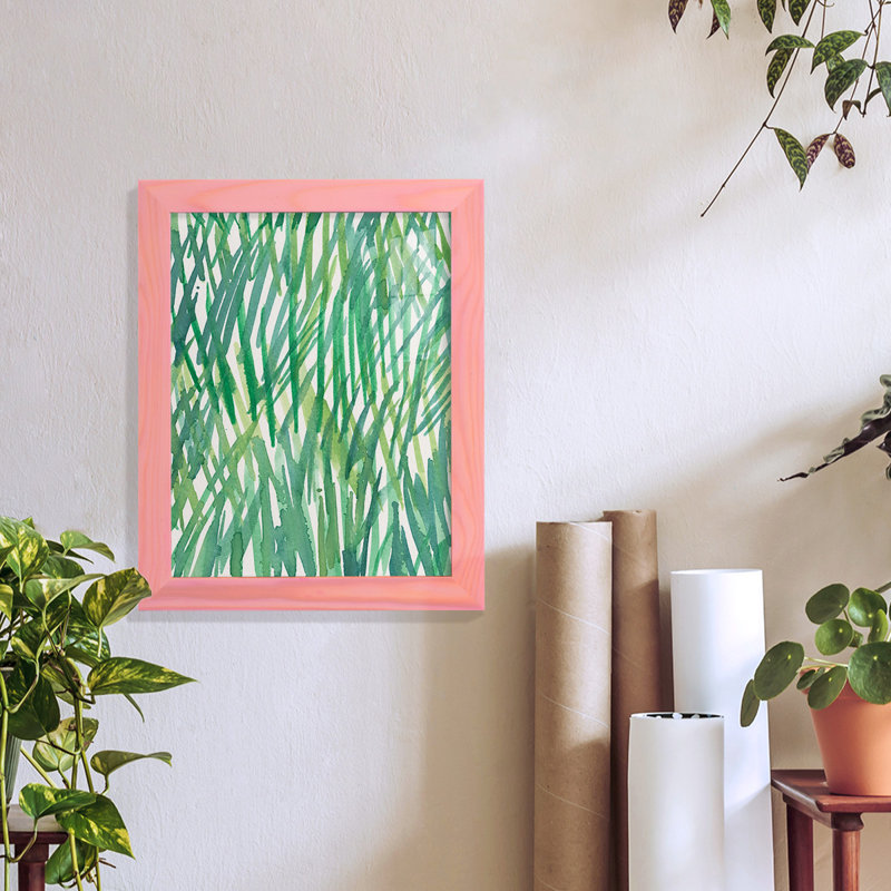 Just Grass I - imprimé, H 11 po x l 9 po x P 1 po, Papier avec cadre rose