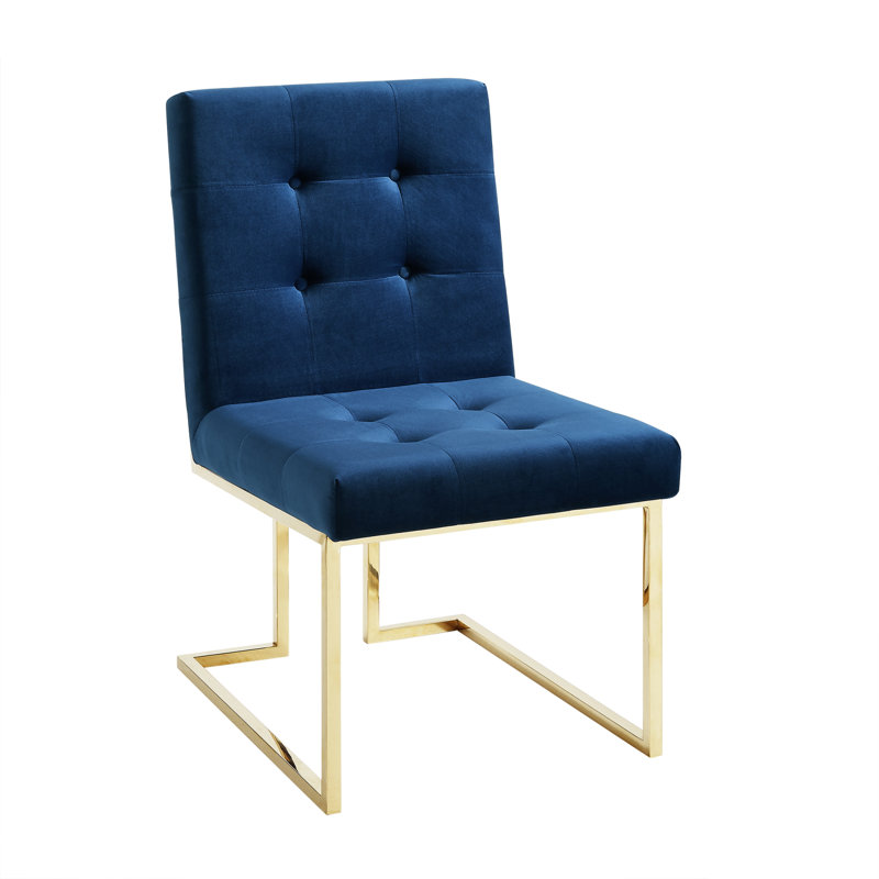 Chaise d'appoint Vannessa, Bleu marine, Or