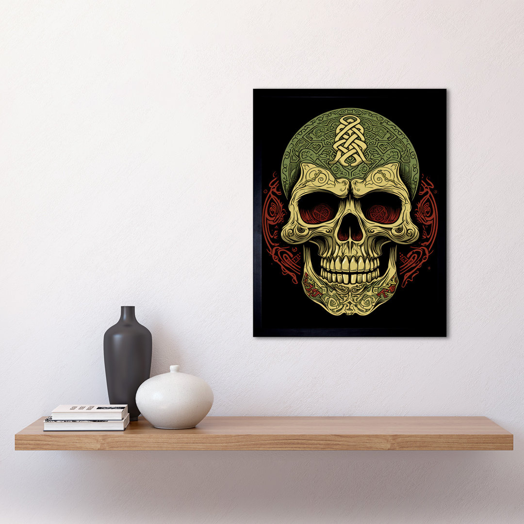 Bikash Skull Celtic Design Tattoo Ink Body Art Americana 50s - Single Picture Frame Print