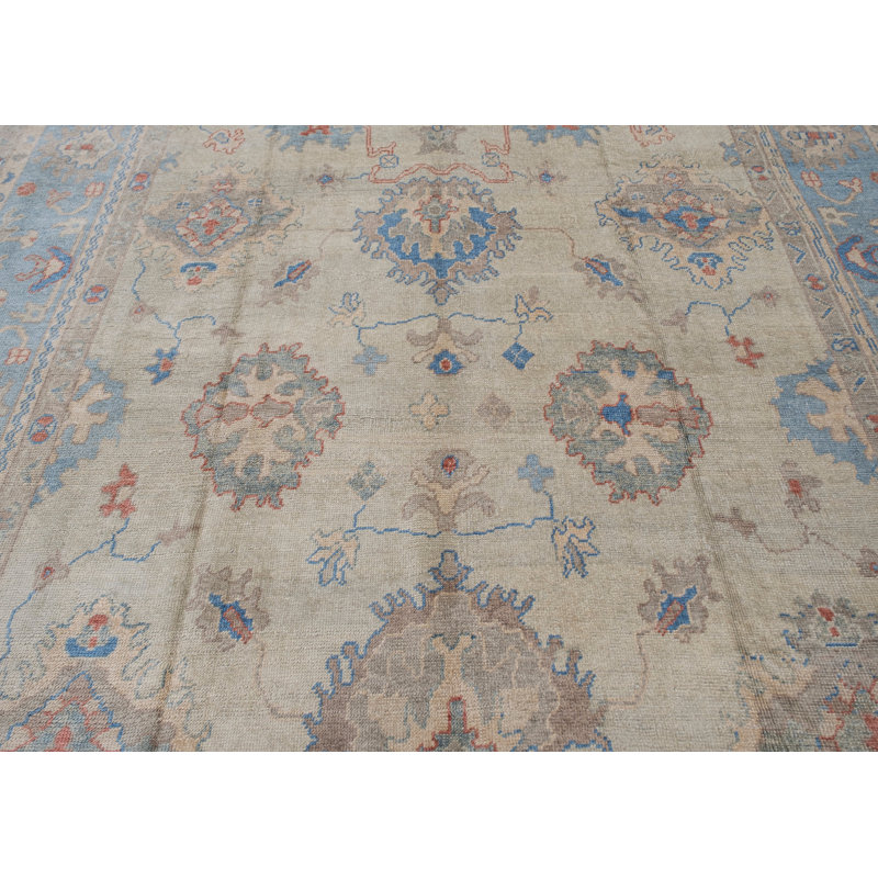 Tapis turc Oushak fait à la main 9 pi 10 po x 15 pi 9 po