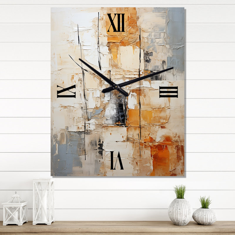 Collage géométrique I - Horloge murale abstraite, H 40 po x l 30 po x P 1 po