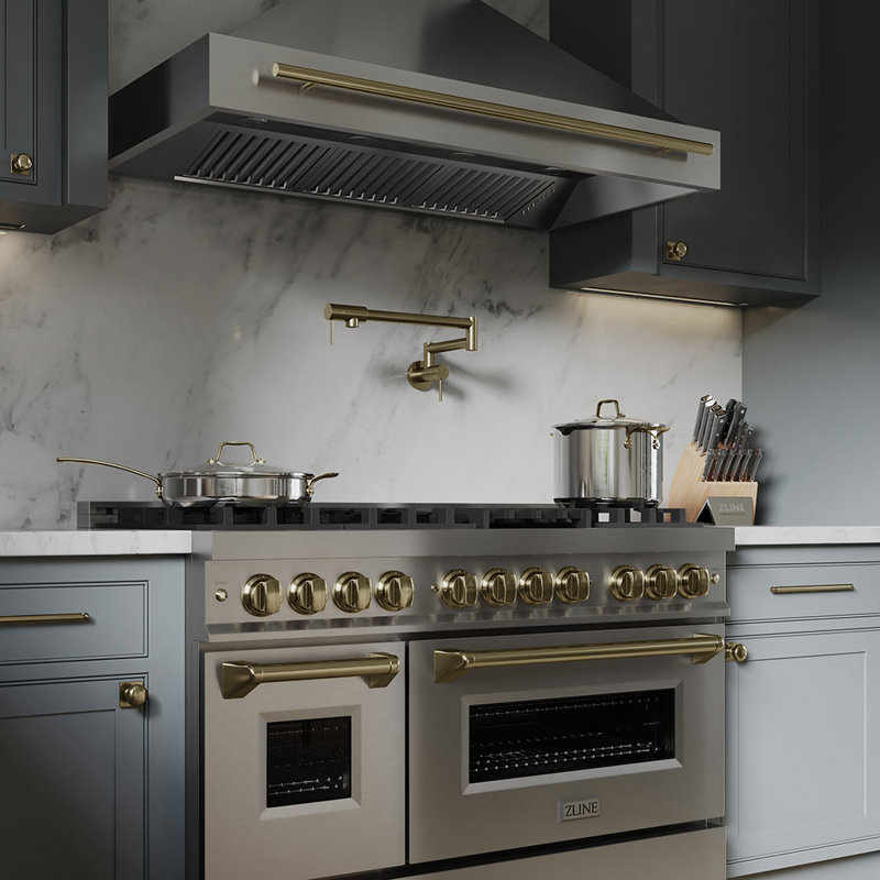 ZLINE Autograph 48" Legacy Dual Fuel Range w/ 7 Burners, Champagne Bronze Stainless Steel