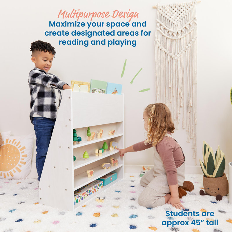 White Birch Wood Kids' Freestanding Book Display with Storage