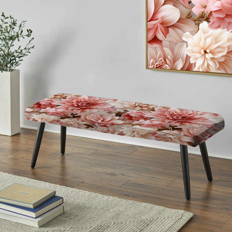 Rose et blanc œillet fleurissant grâce - banc rembourré floral noir