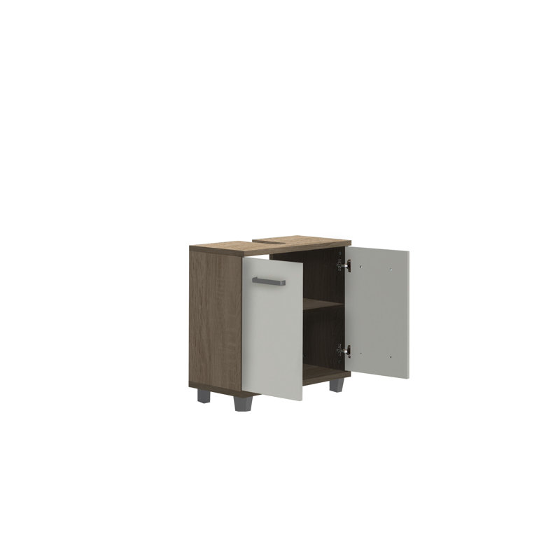 Aceituno 68.6cm Bathroom Vanity Base Only, Sonoma Oak/White Gloss