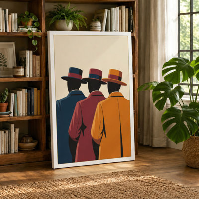 Three Figures in Coats Modern - Wrapped Canvas