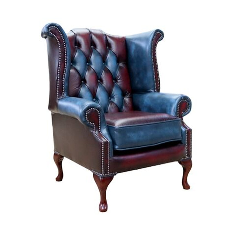 1 Seater Genuine Leather Loveseat, Brown/Red, Walnut