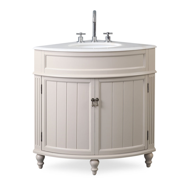 Wilhoite 24'' Single Bathroom Vanity with Top, Taupe, White