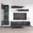 Viroqua 85" Modern Floating Wall Mounted Entertainment Center with 16-Color LED Lighting, High Gloss Finish-1694137203