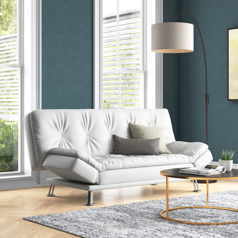 Upholstered 73'' Sofa, 17.5" H x 73" W x 46" D, Gray Faux Leather