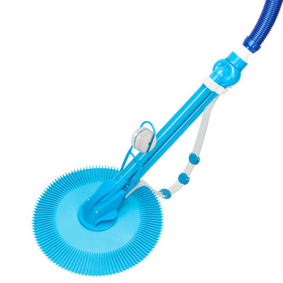 Nettoyeur de piscine automatique bleu avec 10 tuyaux durables et soupape de régulation, élimination efficace de la saleté et des feuilles, pour les piscines hors terre jusqu'à 16 pi x 34 pi