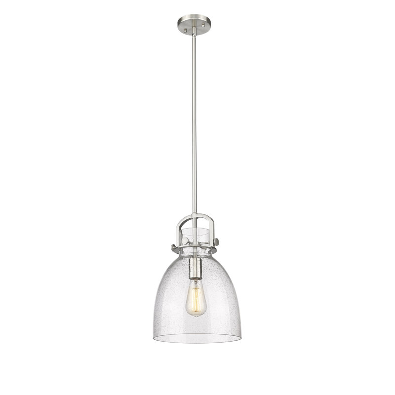 Luminaire suspendu 1 lumière Badillo, Grainé, Nickel satiné, H 14,75 po x l 10 po x P 10 po