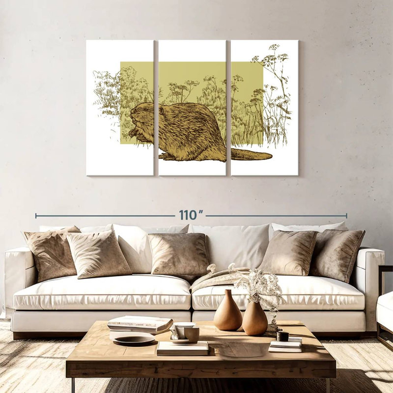 Beaver On Grass, 48" H x 74" W