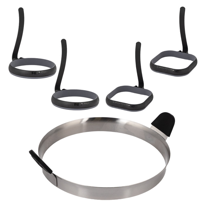 Black and Silver Stainless Steel Egg and Omelet Ring Kit