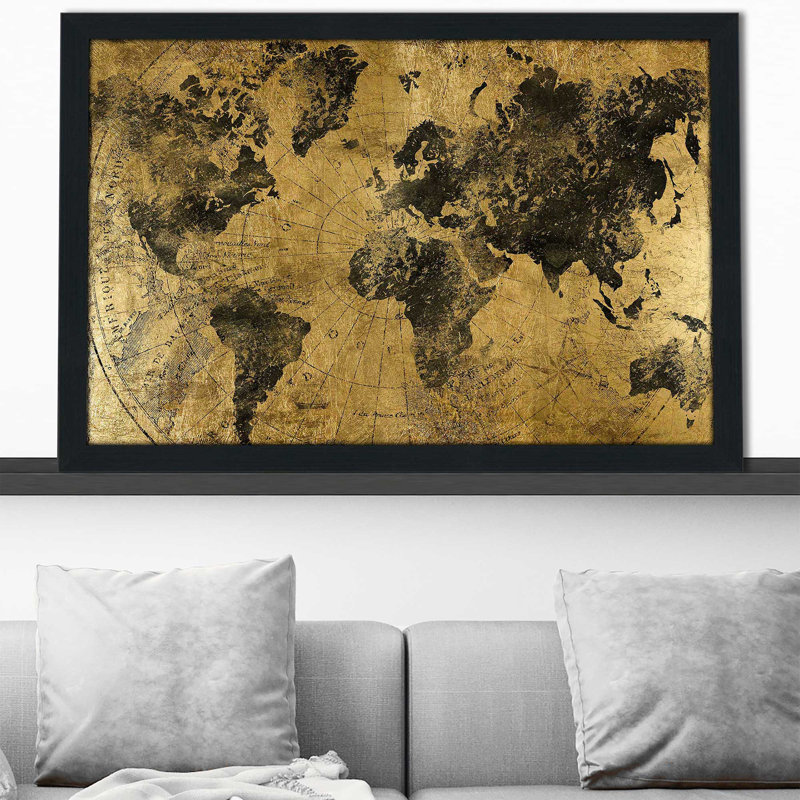 Golden Atlas par - impression, H 27,5 po x l 39,5 po x P 0,75 po, Cadre espresso