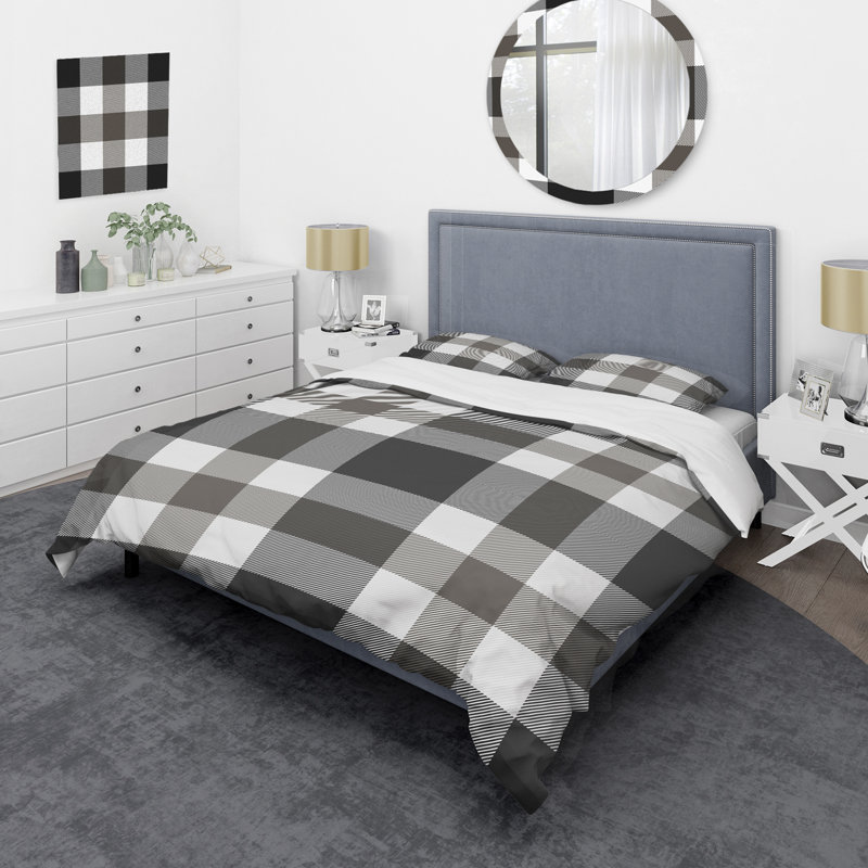 Ensemble de housse de couette en microfibre noir / blanc 2 pièces, Housse de couette simple + 1 taie décorative stan