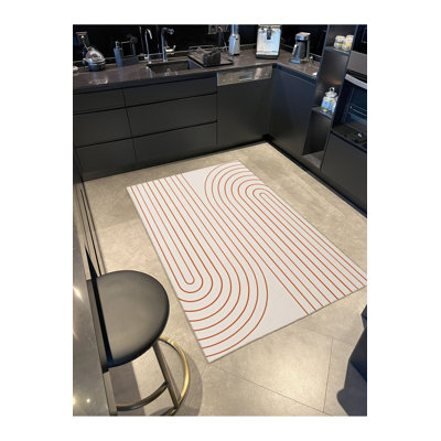 Striped Pattern Decorative Machine Washable Rug
