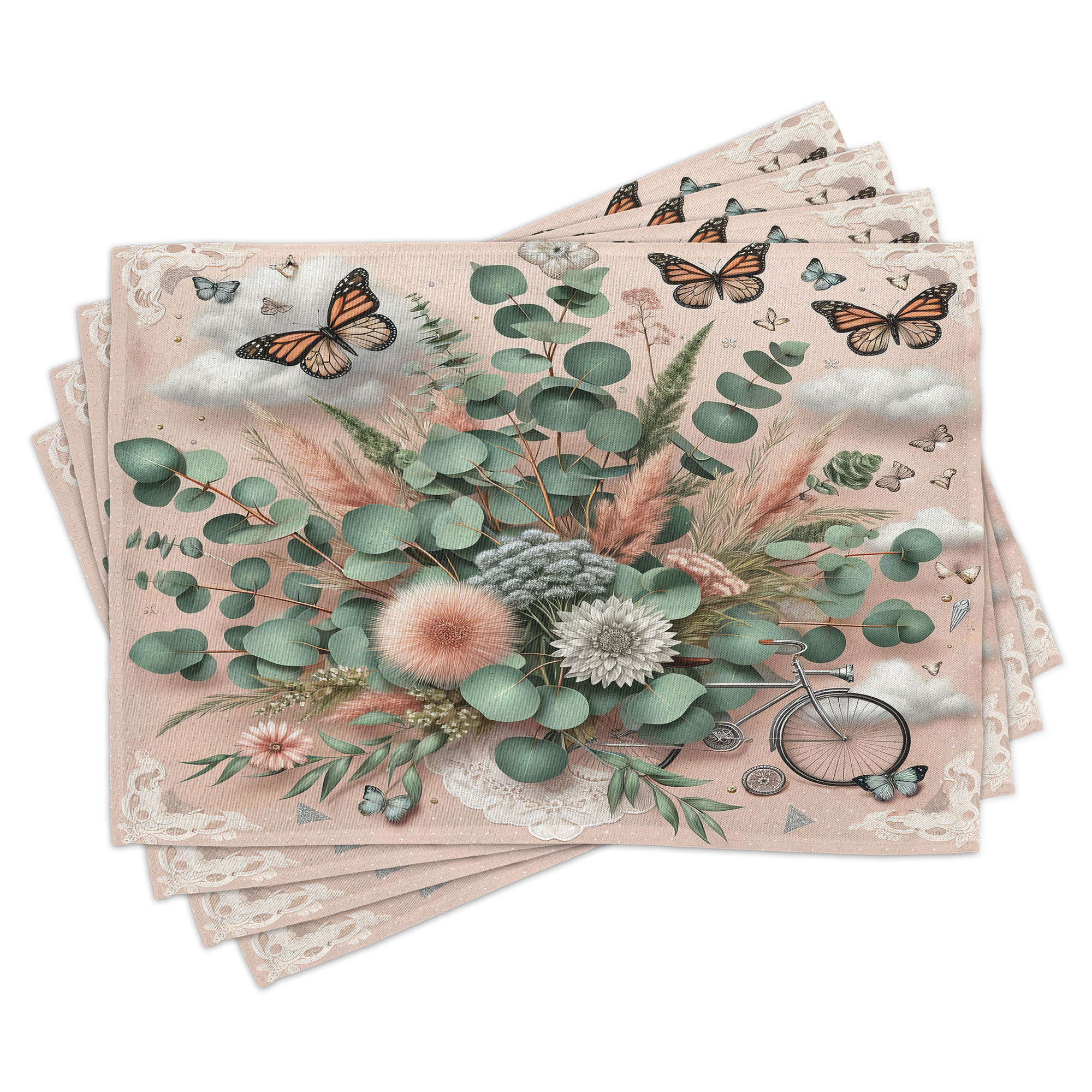 Ambesonne Floral Eucalyptus Place Mats Set of 4 Boho Wild Abloom ...