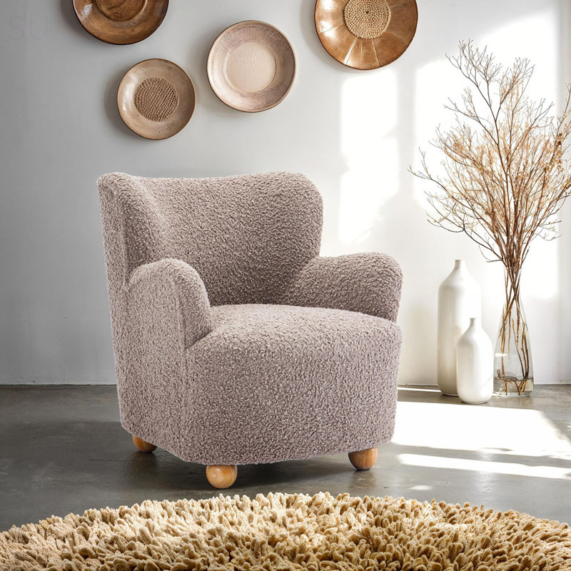 Fauteuil d'appoint rembourré Sabrina Boucle, Brun