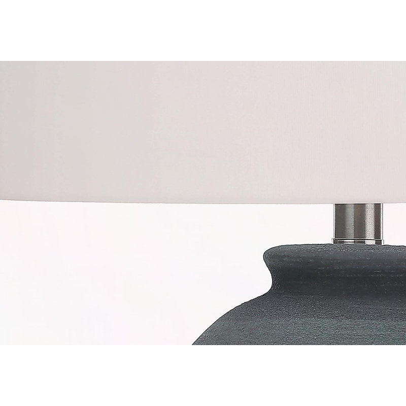 Lighting, 24 po, lampe de table, céramique bleue, abat-jour ivoire / crème, contemporain