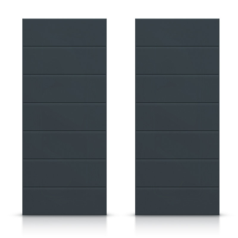 Porte de placard coulissante à panneaux en bois manufacturé, 72 po x 84 po, Gris anthracite