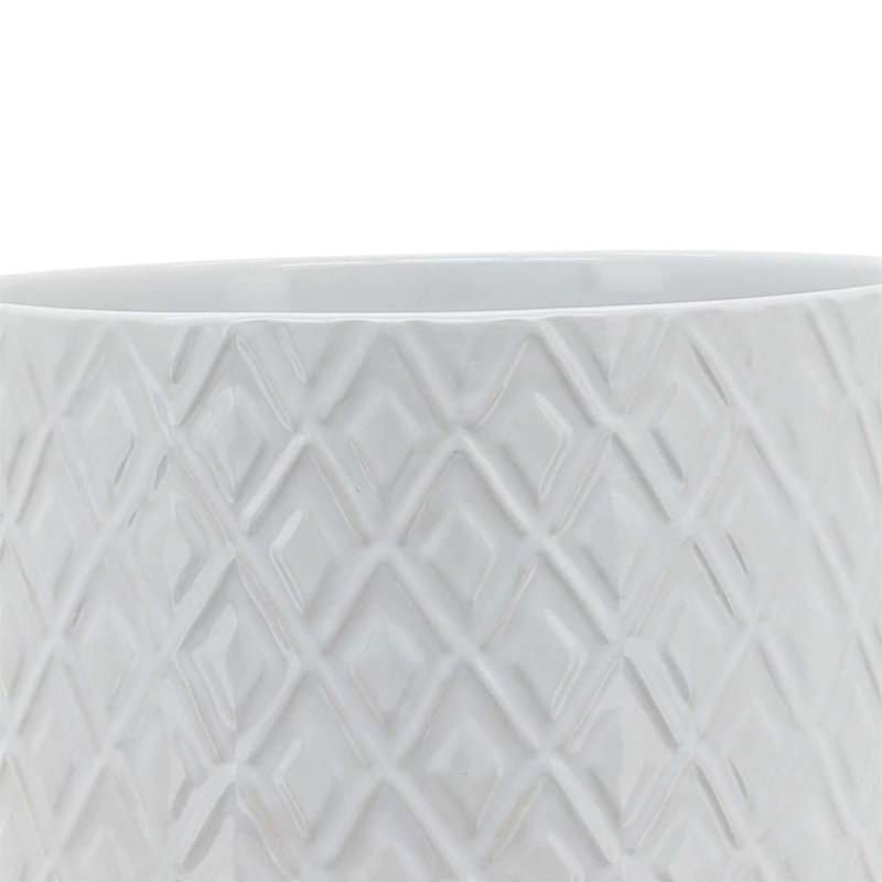 Gillett Modern Ceramic Planter with Wooden Stand - Stylish Textured Design, Contemporary Home Decor Accent, Durable Stoneware Construction, Sleek and Minimalist Look for Indoor Spaces