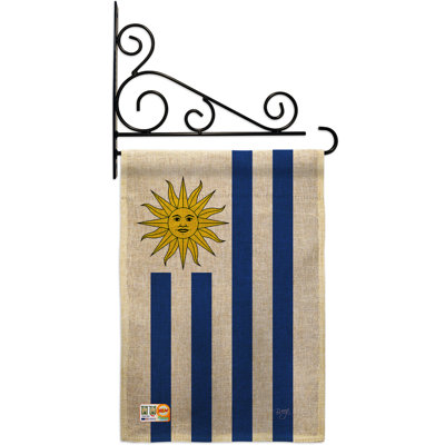 En toile jute 2 côtés de l’uruguay, 19 po x l 13 po drapeau de jardin