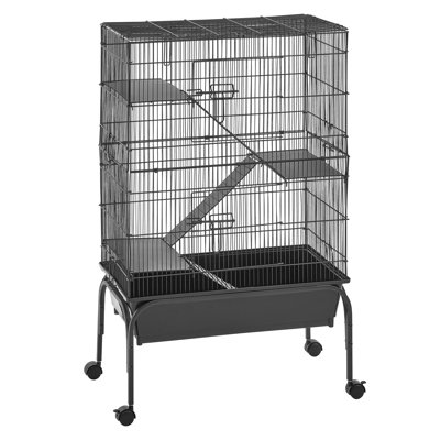 Cage en métal pour petits animaux H 39,8 po à 3 niveaux sur roulettes, 0,55 po espaçant les grandes cages avec hamac, rampes, plateau et portes pour furet, chinchilla, planeur de sucre, cobaye et lapin