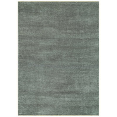 Solid Heathered Sage Green Machine Washable Non-Slip Indoor Area Rug