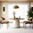 59 Inch Round Dining Table With Genuine Leather Base Parquet Craft Top For Dining Room, Modern Luxury Table