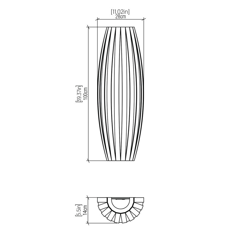 1 - Light LED Flush Mounted Sconce, Imbuia, 27.95" H x 9.84" W x 5.5" D, 4000K