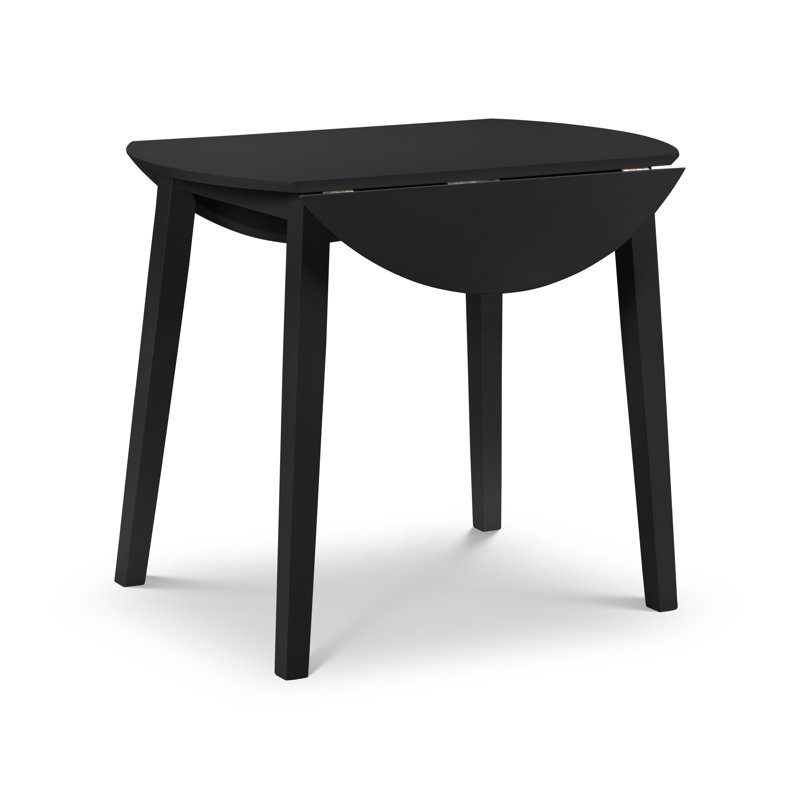 Exeter Extendable Round Solid Wood Base Dining Table, Black